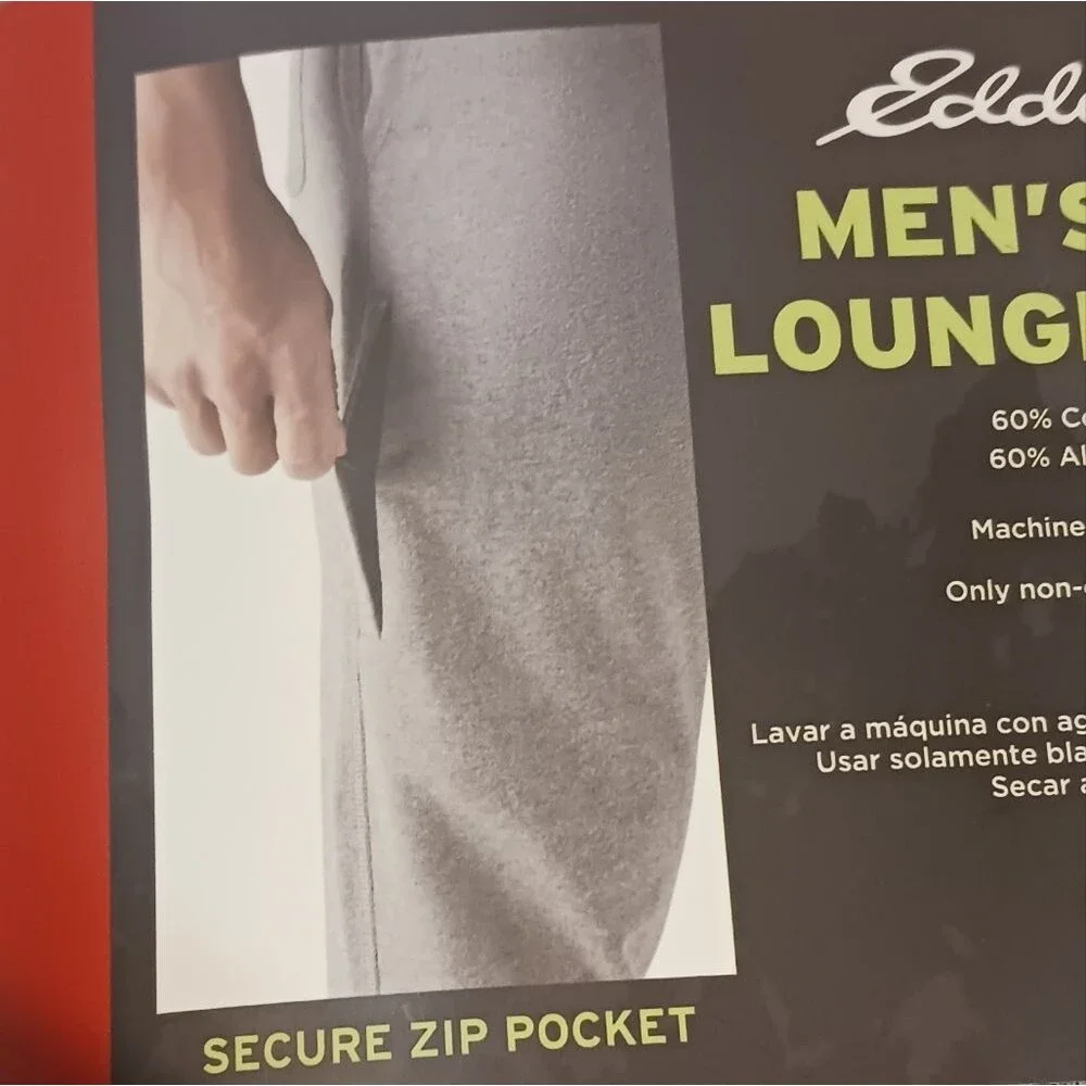Eddie Bauer Men's 2-Pack Lounge Joggers in Gray and Blue with Elastic Waist M